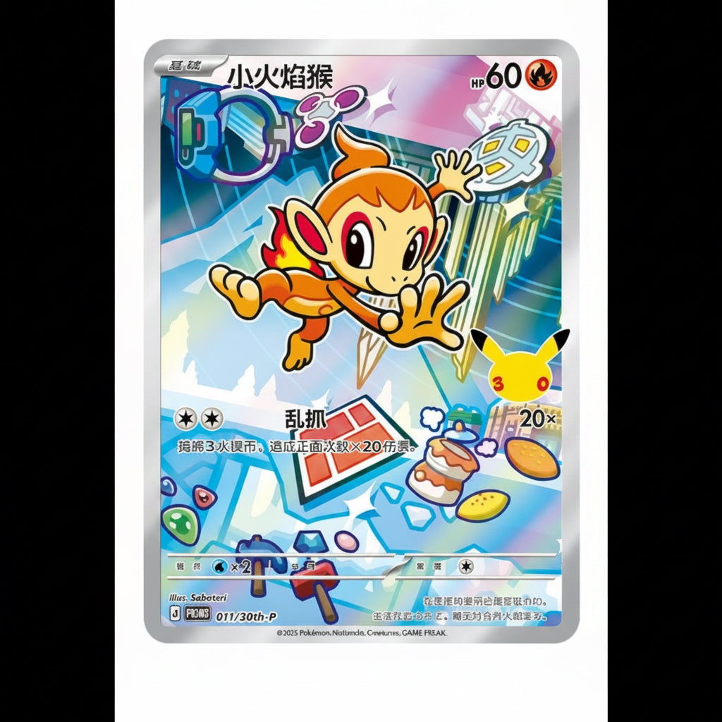 Pokémon TCG Simplified Chinese Chimchar Promo Card 011/30th-P